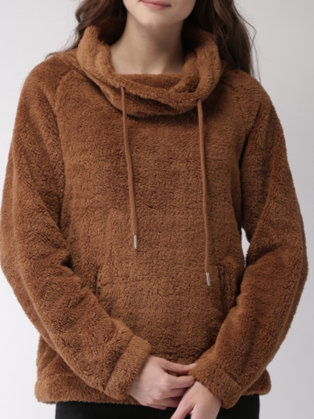 Forever 21 Brown Plush Cowl Neck Pullover. Size Medium